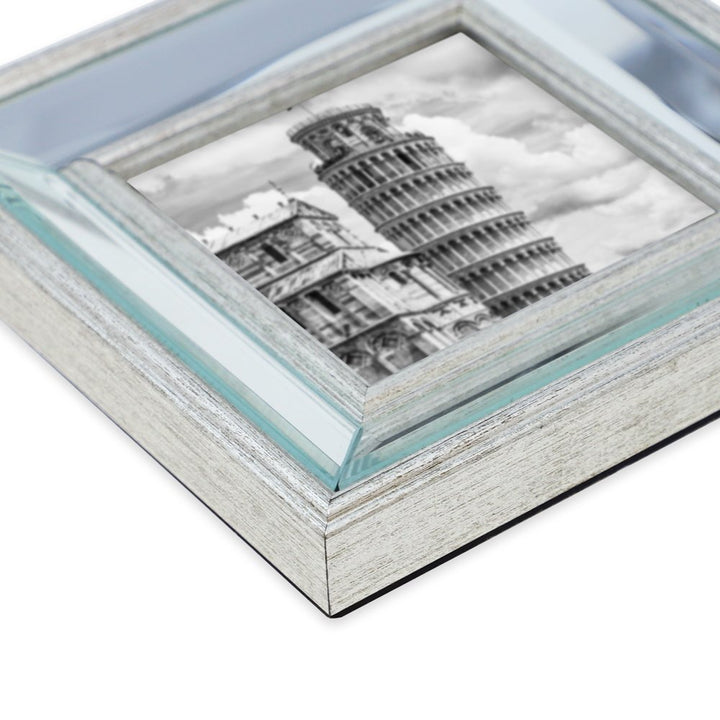 Isaac Jacobs Beveled Mirror Picture Frame - Classic Mirrored Frame with Slight Slanted Angle Made for Wall Décor Display, Photo Gallery and Wall Art