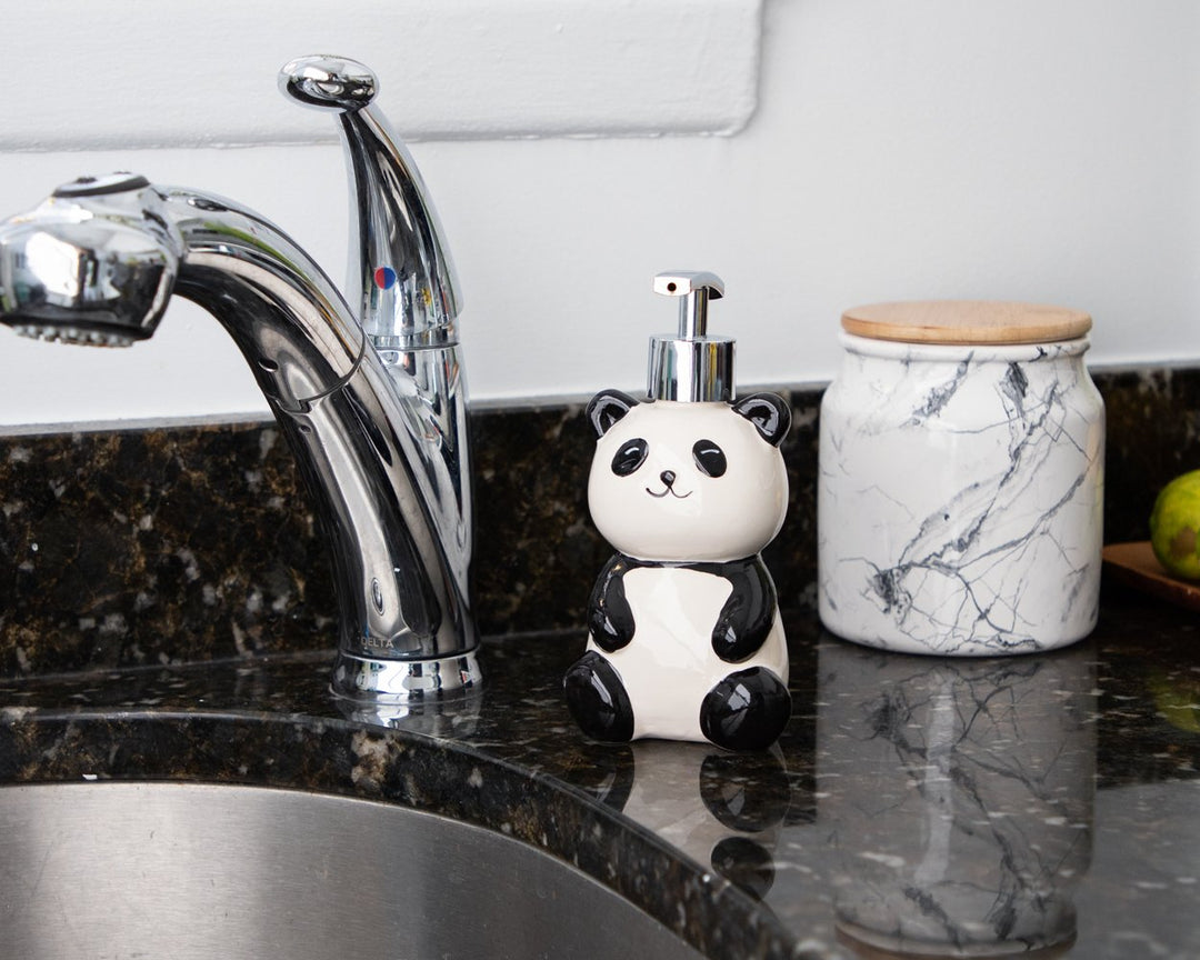 Isaac Jacobs Ceramic, Liquid Soap Pump/Lotion Dispenser with Silver Metal Pump, Great for Bathroom, Kitchen Countertop, Bath Accessory