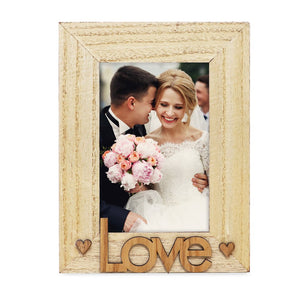 Isaac Jacobs Wood Sentiments “Love” Picture Frame, Photo Gift for Loved Ones, Family, Display on Tabletop, Desk