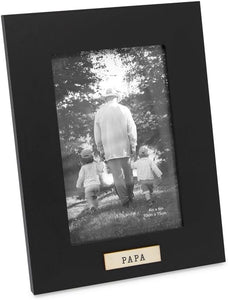 Isaac Jacobs 5x7 Wood Sentiments "Papa" Picture Frame, Horizontal Keepsake Photo Frame with Easel and a Hanging Tabs for Tabletop, Desktop & Wall Display, (Black, 7x5)