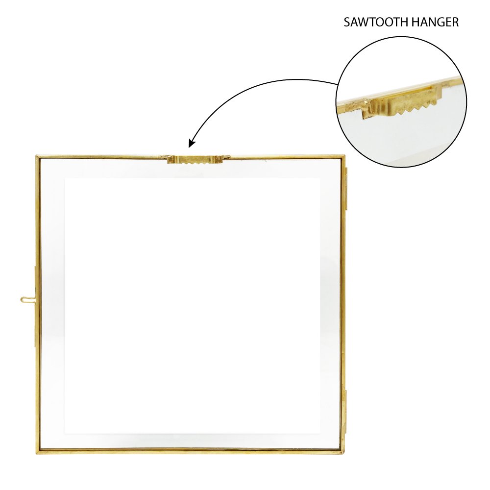 Isaac Jacobs Vintage Style Brass and Glass Hanging Picture Frame, Wall-Mountable, Floating Picture Frame w/ Locket Closure, for Photos, Wall Décor, Art, &amp; More