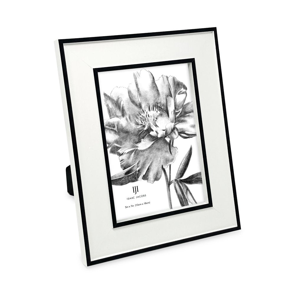Isaac Jacobs (Vertical &amp; Horizontal) Double Border Picture Frame w/ Black Fabric Easel, Wall-Mountable, Made for Tabletop &amp; Gallery, Home or Office