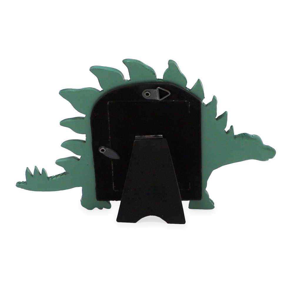 Isaac Jacobs 2” x 3" Resin Dinosaur Picture Frame, Vertical Keepsake Photo Frame with Easel and Hanging Tabs for Tabletop, Desktop &amp; Wall Display