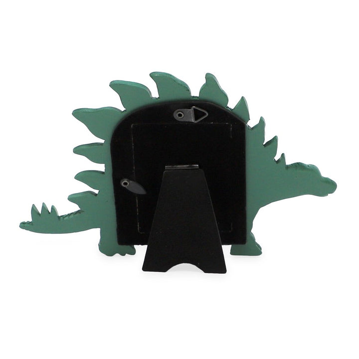 Isaac Jacobs 2” x 3" Resin Dinosaur Picture Frame, Vertical Keepsake Photo Frame with Easel and Hanging Tabs for Tabletop, Desktop &amp; Wall Display