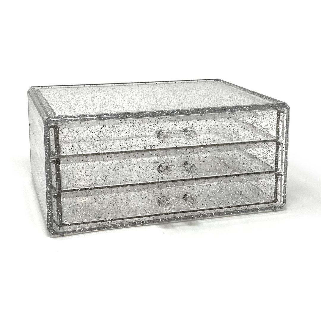 Isaac Jacobs Clear Acrylic 3-Drawer Stackable Jewelry Organizer, Cosmetic &amp; Makeup Case with 3-Drawer Trays, Made for Bedroom, Bathroom, Countertop &amp; Dresser
