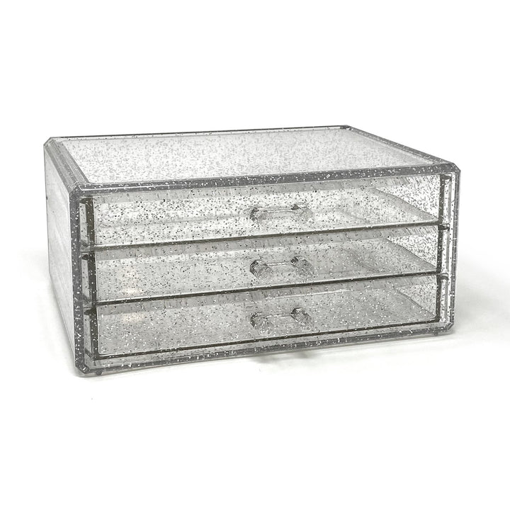Isaac Jacobs Clear Acrylic 3-Drawer Stackable Jewelry Organizer, Cosmetic &amp; Makeup Case with 3-Drawer Trays, Made for Bedroom, Bathroom, Countertop &amp; Dresser