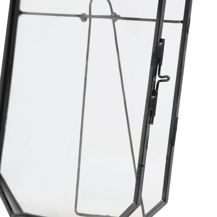 Isaac Jacobs Vintage Style Octagon Brass &amp; Glass, Metal Floating Picture Frame with Locket Closure, Tabletop Display