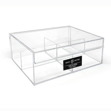 Isaac Jacobs 4-Compartment Clear Acrylic Organizer with Lid (6.7" L x 8.6" W x 3.4" H), Multi-Sectional Tray & Storage Solution for Makeup, School & Office Supplies & More, for Bathroom, Kitchen