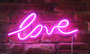 Isaac Jacobs 17.5" x 7" inch LED Neon Pink “Love” Wall Sign for Cool Light, Wall Art, Bedroom Decorations, Home Accessories, Party, and Holiday Decor: Powered by USB Wire (Love)