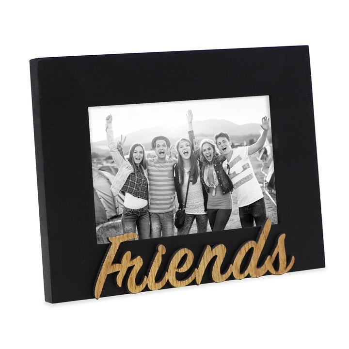 Isaac Jacobs Wood Sentiments “Friends” Picture Frame, Photo Gift for Friend, Display on Tabletop, Desk