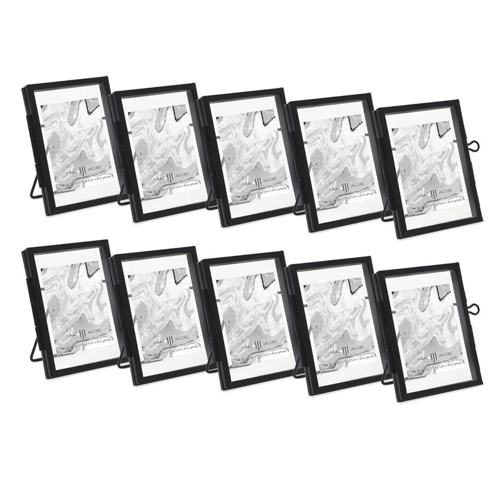 Isaac Jacobs Modern Style Brass and Glass, Pressed Glass, Metal Floating Desk Photo Frame with Locket Closure for Pictures, Art, Mementos &amp; Keepsakes