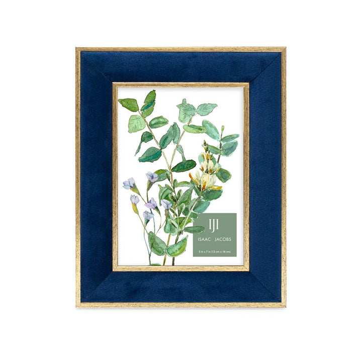 Isaac Jacobs Velvet Picture Frame with Metallic Double Border, Photo Frame, Horizontal &amp; Vertical, Made for Tabletop &amp; Wall Display, for Home and Office