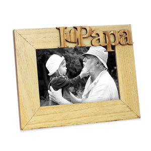 Isaac Jacobs Wood Sentiments “I Love Papa” / I Heart Papa Picture Frame, Photo Gift for Papa, Grandpa, Family, Display on Tabletop, Desk