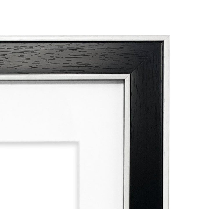 Isaac Jacobs (Vertical &amp; Horizontal) Double Border Picture Frame w/ Black Fabric Easel, Wall-Mountable, Made for Tabletop &amp; Gallery, Home or Office