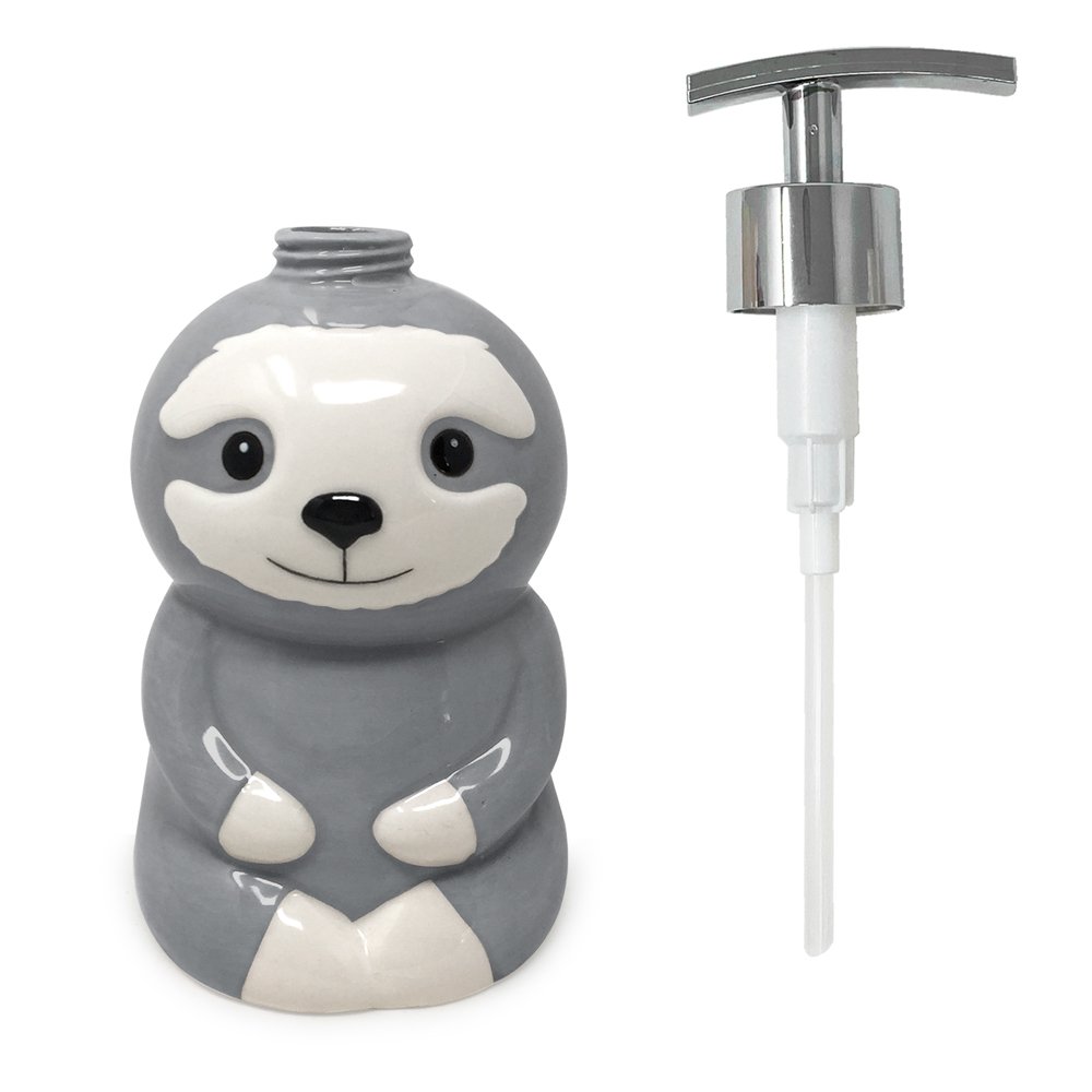Isaac Jacobs Ceramic, Liquid Soap Pump/Lotion Dispenser with Silver Metal Pump, Great for Bathroom, Kitchen Countertop, Bath Accessory
