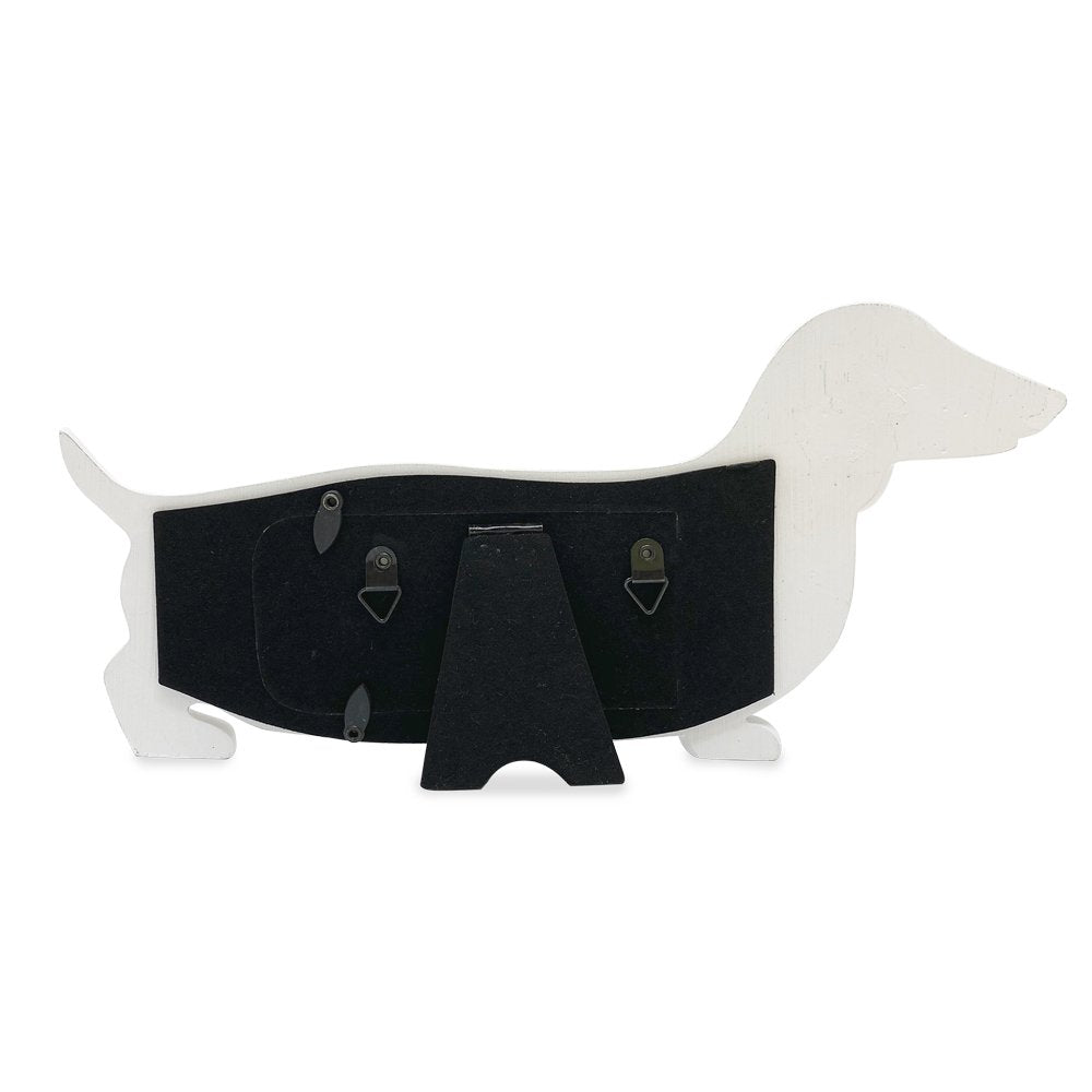 Isaac Jacobs Double 2x2 Resin Sentiments Dog Shaped Picture Frame, Photo Gift for Pet Puppy, Tabletop, Desktop &amp; Wall Display