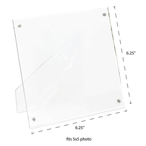 Isaac Jacobs Clear Plain Acrylic Picture Frame, Magnetic Photo Frame, Made for Tabletop Display with Two-Way Easel
