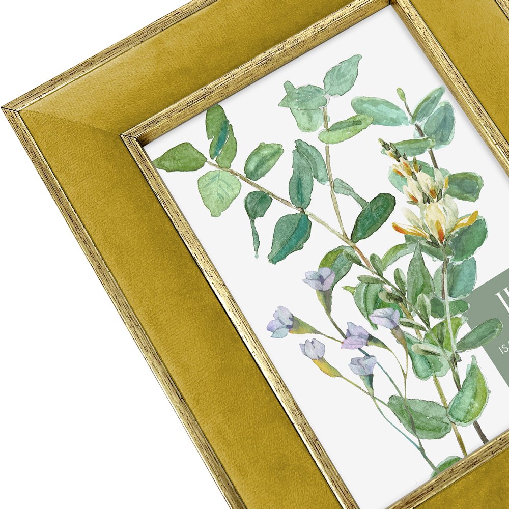 Isaac Jacobs Velvet Picture Frame with Metallic Double Border, Photo Frame, Horizontal &amp; Vertical, Made for Tabletop &amp; Wall Display, for Home and Office