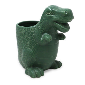 Isaac Jacobs Ceramic Dinosaur Cup Holder, Multi-Purpose Organizer, Bathroom, Kitchen, Bedroom, Office Décor