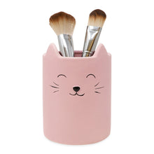 Isaac Jacobs Ceramic Cat Makeup Brush Holder, Multi-Purpose Organizer. Bathroom, Kitchen, Bedroom, Office Décor