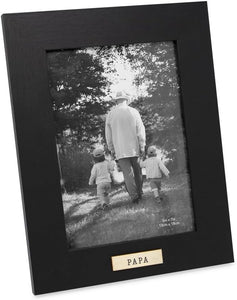 Isaac Jacobs 5x7 Wood Sentiments "Papa" Picture Frame, Horizontal Keepsake Photo Frame with Easel and a Hanging Tabs for Tabletop, Desktop & Wall Display, (Black, 7x5)