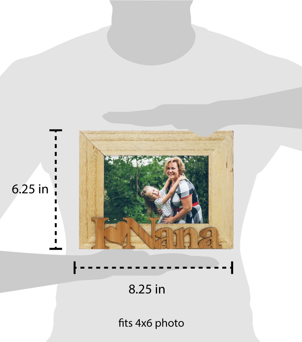 Isaac Jacobs Wood Sentiments “I Love Nana” Picture Frame, Photo Gift for Nana, Grandma, Family, Display on Tabletop, Desk