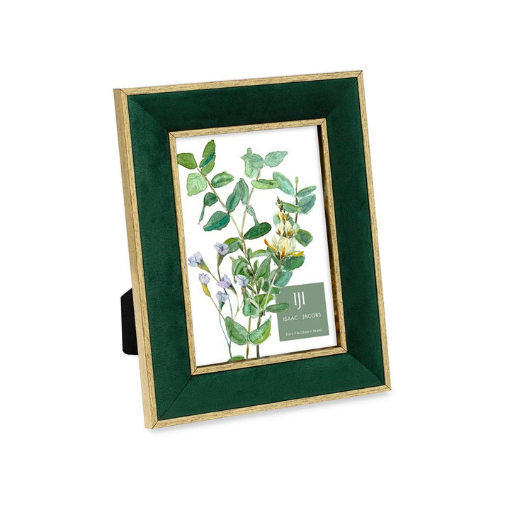 Isaac Jacobs Velvet Picture Frame with Metallic Double Border, Photo Frame, Horizontal &amp; Vertical, Made for Tabletop &amp; Wall Display, for Home and Office