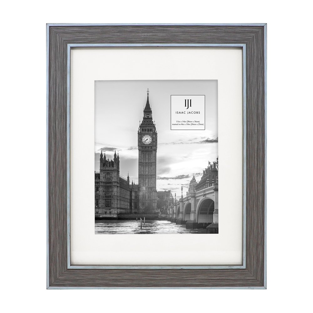 Isaac Jacobs (Vertical &amp; Horizontal) Double Border Picture Frame w/ Black Fabric Easel, Wall-Mountable, Made for Tabletop &amp; Gallery, Home or Office