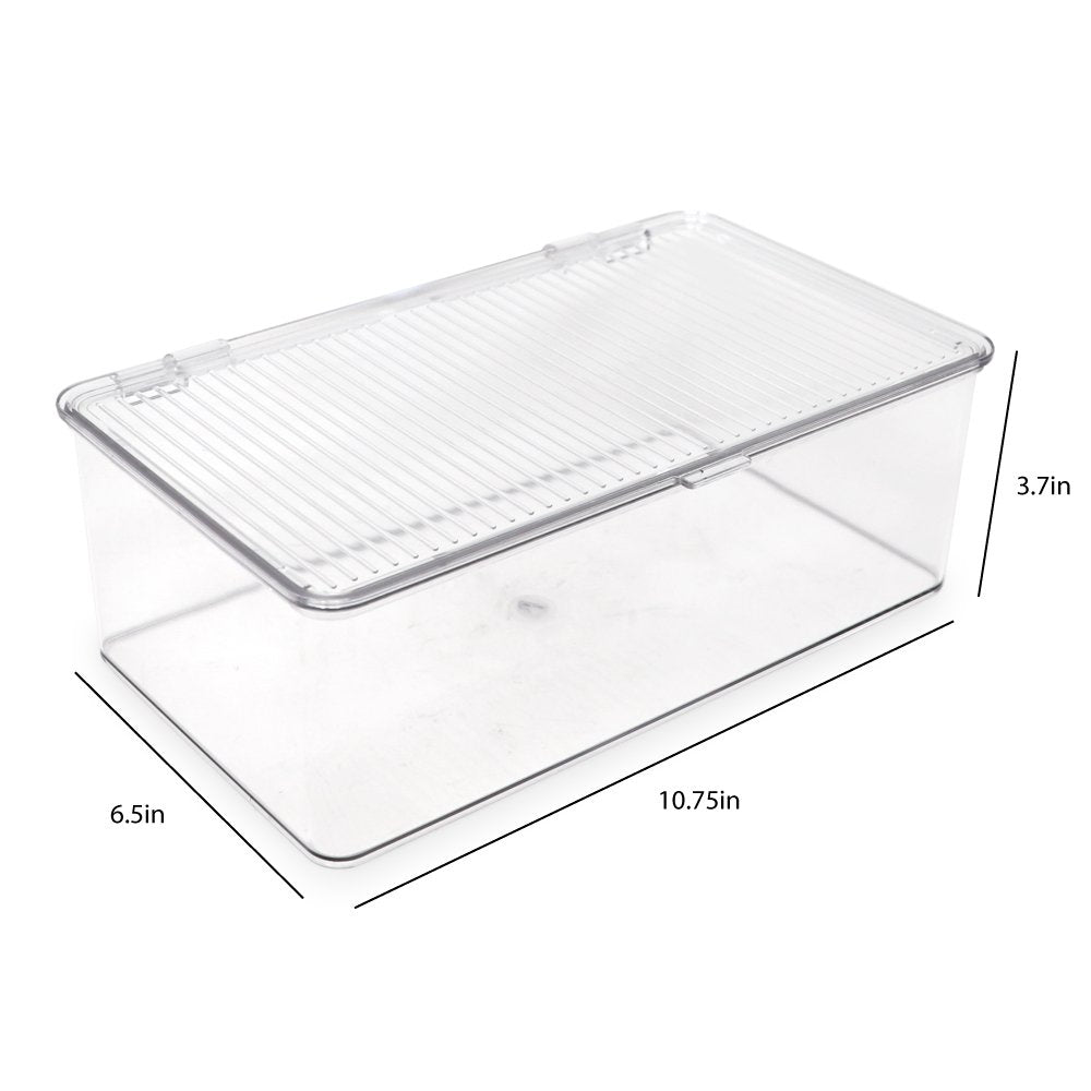 Isaac Jacobs Stackable Organizer Bin w/ Hinged Lid, Clear Storage