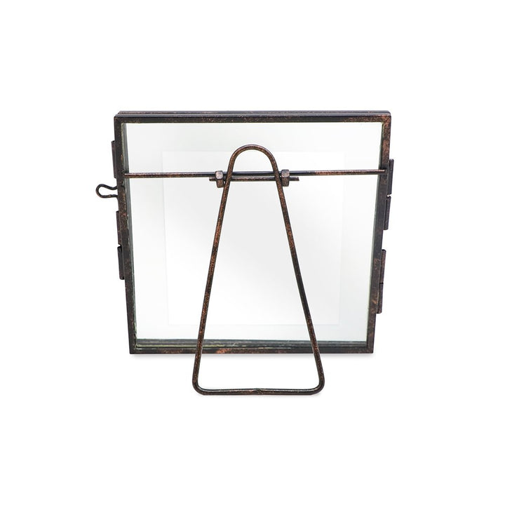 Isaac Jacobs (2-Pack) Vintage Style Brass and Glass, Metal Floating Picture Frame with Locket Closure, for Photos, Art, &amp; More, Tabletop Display