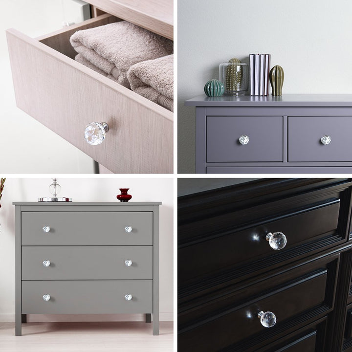 Isaac Jacobs Round Ball Shape (53 MM) Crystal Knobs Set, Cabinet Knobs with Screws, Drawer Pulls, Glass for Dresser, Bathroom, Bedroom, Kitchen, Living Room &amp; More