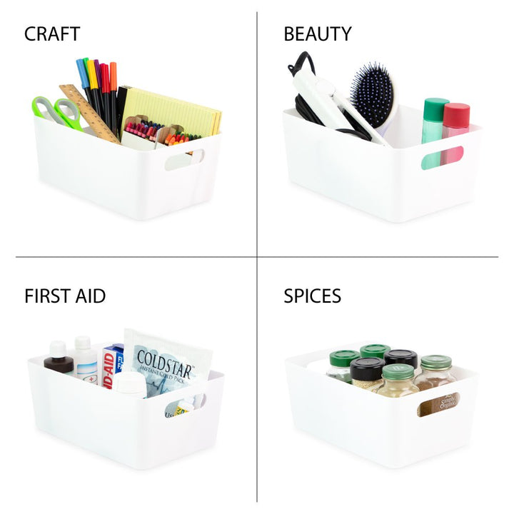Isaac Jacobs Storage Bin Set w/ Cut-Out Handles, Plastic Organizer, Multi-Use, Home, Office, Pantry, Closet, Kitchen, Fridge/Freezer, BPA Free, Food Safe