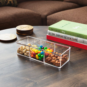 Isaac Jacobs Clear Acrylic 3-Section Organizer- Three Compartment Drawer Tray and Storage Solution for Office, Bathroom, Kitchen, Supplies, and More