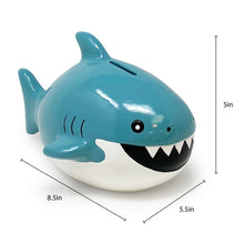 Isaac Jacobs Ceramic Shark Coin Bank for Kids, Great for Gifts, Home Décor, Money Saving Piggy Bank for Boys and Girls