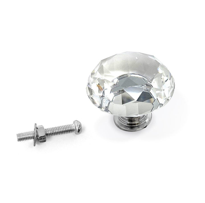 Isaac Jacobs Classic Round Shape (35 MM) Crystal Knobs Set, Cabinet Knobs with Screws, Drawer Pulls, Glass, for Dresser, Bathroom, Bedroom, Kitchen, Living Room &amp; More