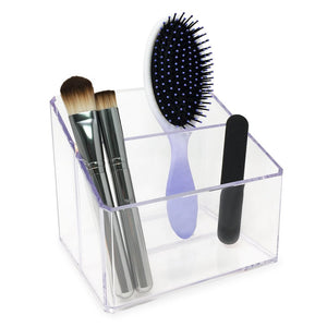 Isaac Jacobs Clear Acrylic Organizer, Remote Holder & Multi-Functional Makeup, Brush, Pen & Pencil Storage Solution, for The Home, Bathroom, Office, Child’s Desk