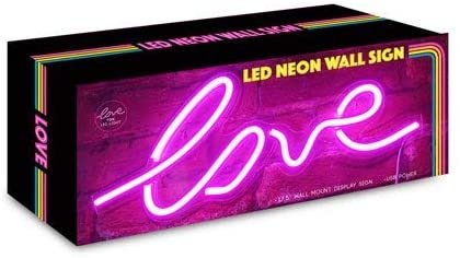 Isaac Jacobs 17.5" x 7" inch LED Neon Pink “Love” Wall Sign for Cool Light, Wall Art, Bedroom Decorations, Home Accessories, Party, and Holiday Decor: Powered by USB Wire (Love)