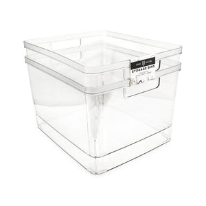 Isaac Jacobs Clear Storage Bins w/Cutout Handles, Plastic