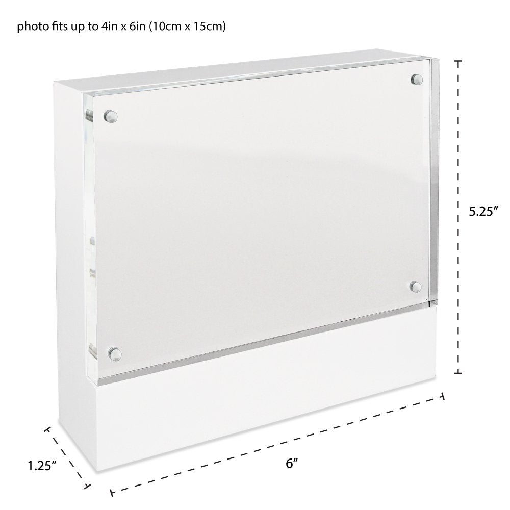 Isaac Jacobs Wood Block Acrylic Picture Frame, Magnetic Photo Frame, Made For Tabletop Display