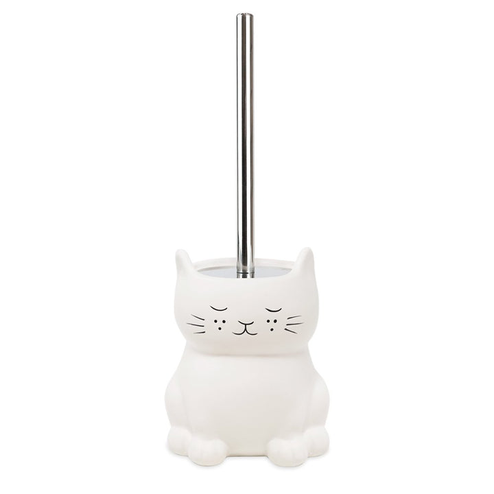 Isaac Jacobs Ceramic Toilet Bowl Brush Holder with Metal Handle - Bathroom Accessory &amp; Cleaning Storage