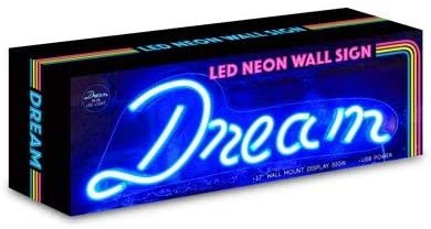 Isaac Jacobs 17" by 6" inch LED Neon Blue “Dream” Wall Sign for Cool Light, Wall Art, Bedroom Decorations, Home Accessories, Party, and Holiday Decor: Powered by USB Wire (Dream)