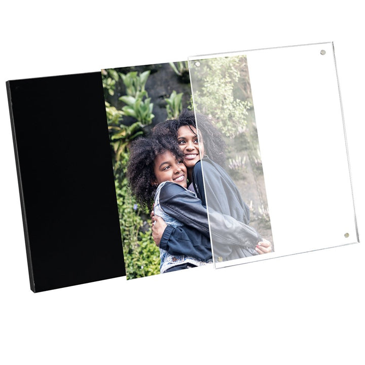 Isaac Jacobs Wood Acrylic Picture Frame, Magnetic Photo Frame with Easel, Made for Tabletop Display