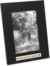 Isaac Jacobs Wood Sentiments "Grandchildren" Picture Frame, Horizontal Keepsake Photo Frame with Easel and a Hanging Tabs for Tabletop, Desktop & Wall Display