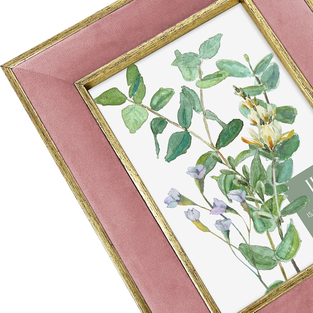 Isaac Jacobs Velvet Picture Frame with Metallic Double Border, Photo Frame, Horizontal &amp; Vertical, Made for Tabletop &amp; Wall Display, for Home and Office