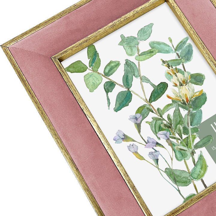 Isaac Jacobs Velvet Picture Frame with Metallic Double Border, Photo Frame, Horizontal &amp; Vertical, Made for Tabletop &amp; Wall Display, for Home and Office