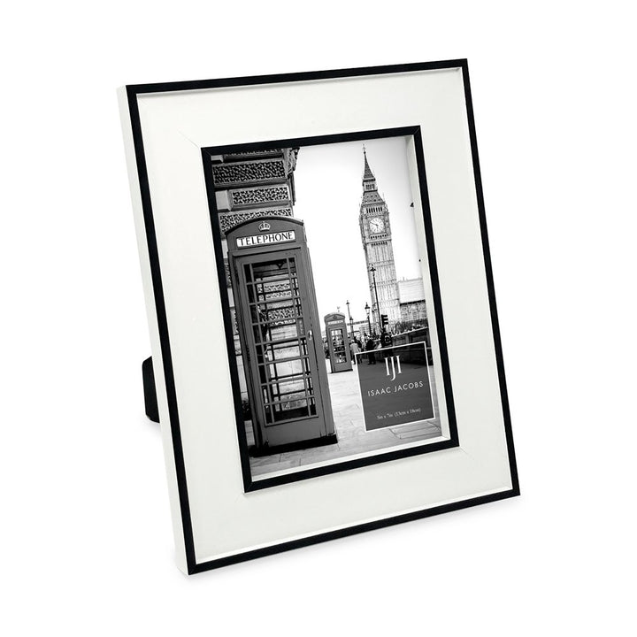 Isaac Jacobs (Vertical &amp; Horizontal) Double Border Picture Frame w/ Black Fabric Easel, Wall-Mountable, Made for Tabletop &amp; Gallery, Home or Office