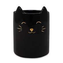 Isaac Jacobs Ceramic Cat Makeup Brush Holder, Multi-Purpose Organizer. Bathroom, Kitchen, Bedroom, Office Décor