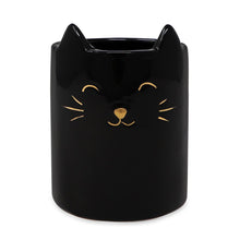 Isaac Jacobs Ceramic Cat Makeup Brush Holder, Multi-Purpose Organizer. Bathroom, Kitchen, Bedroom, Office Décor