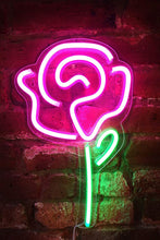Isaac Jacobs 15" x 9" inch LED Neon Pink Rose Flower with Green Stem Wall Sign For Cool Light, Wall Art, Bedroom Decorations, Home Accessories, Party, and Holiday Decor: Powered by USB Wire (ROSE)