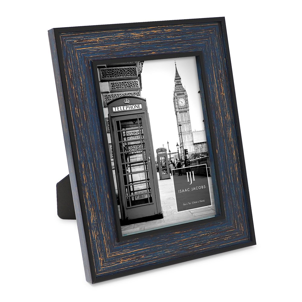 Isaac Jacobs (Vertical &amp; Horizontal) Double Border Picture Frame w/ Black Fabric Easel, Wall-Mountable, Made for Tabletop &amp; Gallery, Home or Office